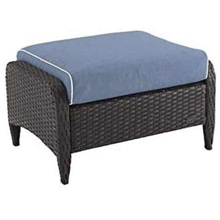 Crosley Brands Crosley Brands KO70067BR-BL Kiawah Outdoor Wicker Ottoman; Blue & Brown KO70067BR-BL